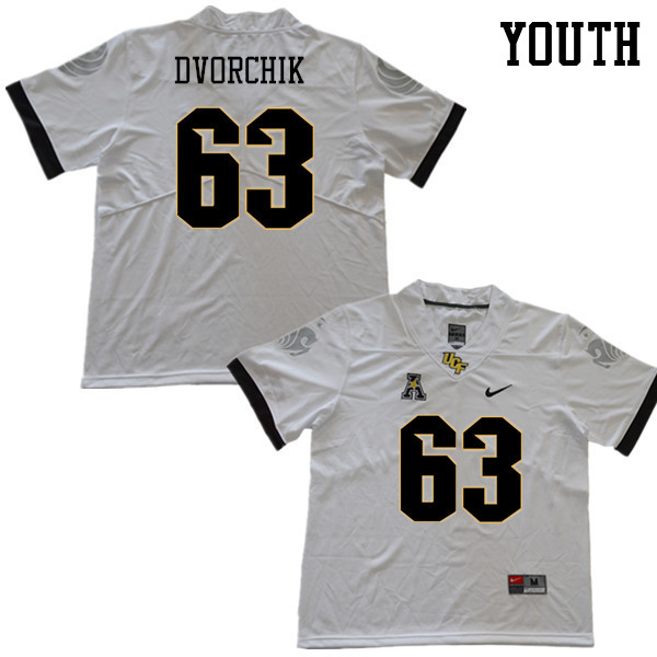 Youth #63 Evan Dvorchik UCF Knights College Football Jerseys Sale-White - Click Image to Close